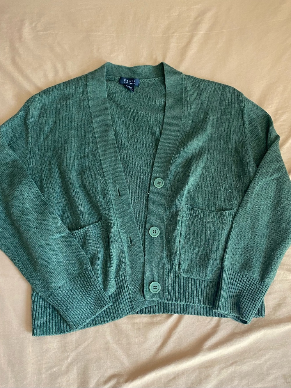 Eddie Bauer Green Button-Front Cashmere Blend Cardigan